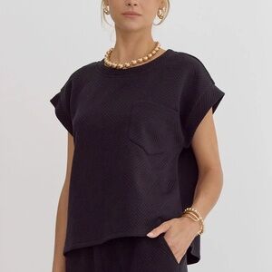 Entro Black Textured Top